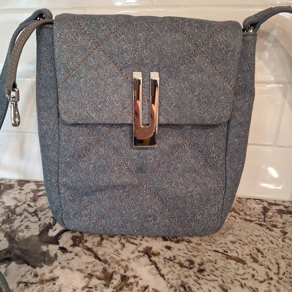 Vince Camuto Handbags - Vince Camuto Doty Quilted Leather Washed Denim Crossbody